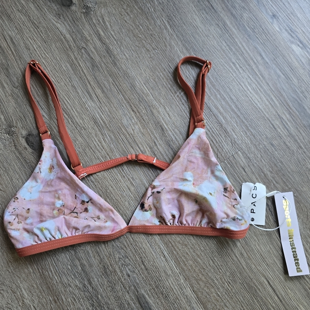 Sports Illustrated Pink and Orange Triangle Swim Top Size 8 NWT